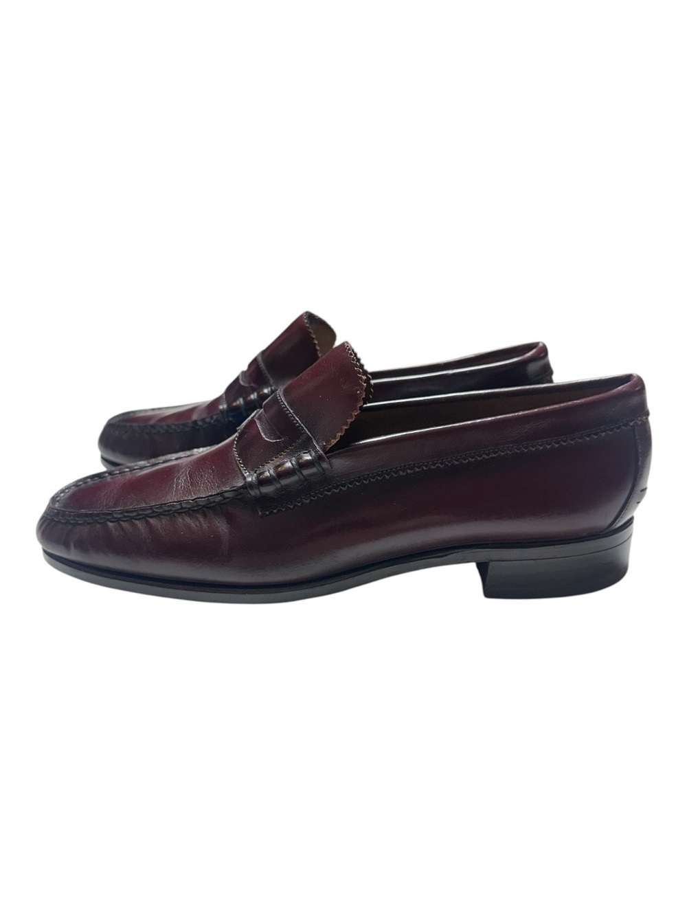 Vintage Florsheim Made USA Burgundy Leather Handsewn Beef Roll Loafers 8.5